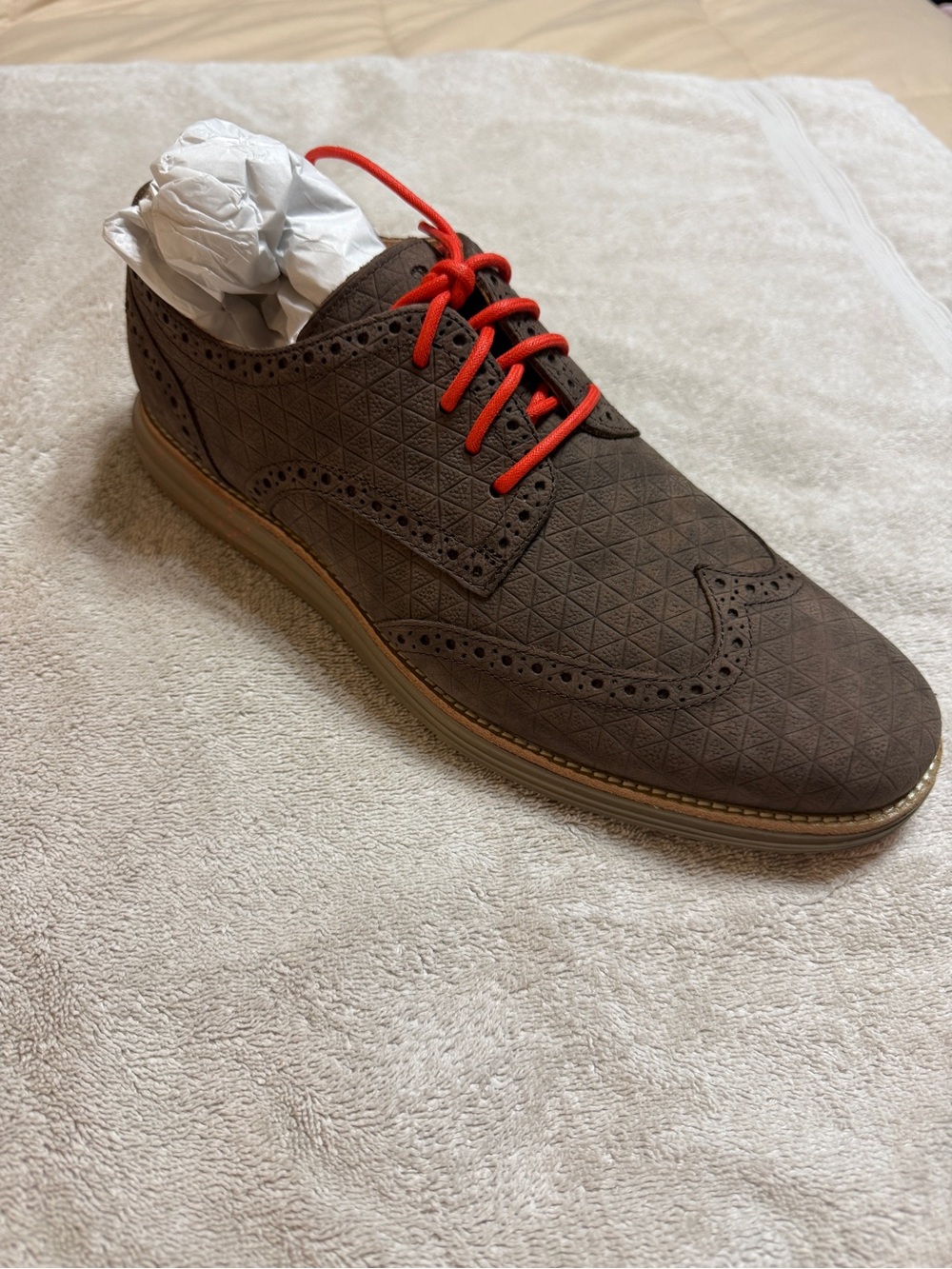 Cole Haan Brown Wingtip Oxford with Orange Laces